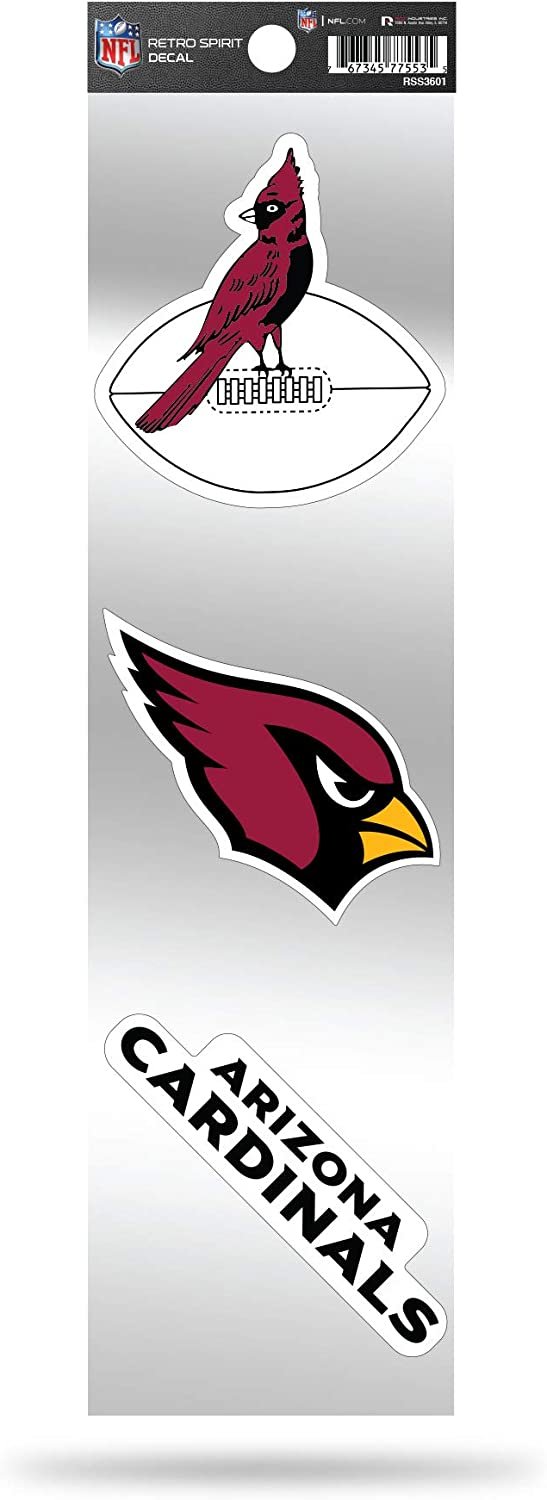 NFL Arizona Cardinals NFL 3-Piece Retro Spirit Decals, Team Color, Size of individual decals will vary