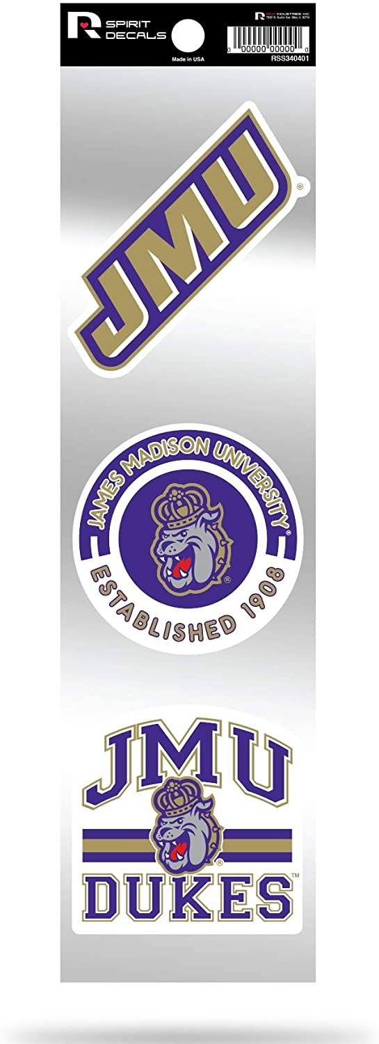 James Madison Dukes JMU Triple Retro Throwback Spirit Decals Flat Vinyl Auto Home Sticker Sheet University of