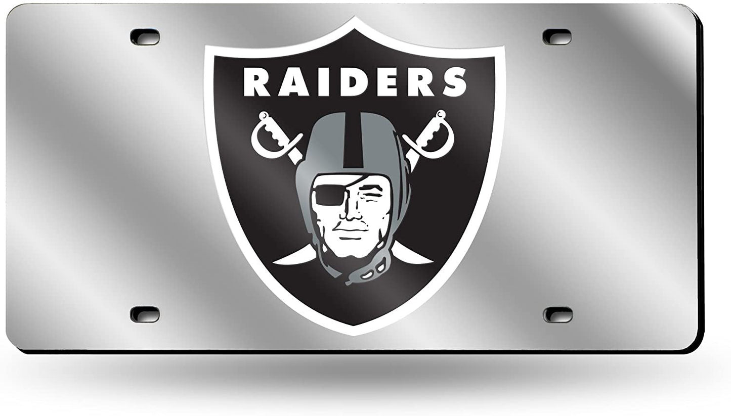 Las Vegas Raiders Premium Laser Cut Tag License Plate, Mirrored Acrylic Inlaid, 12x6 Inch