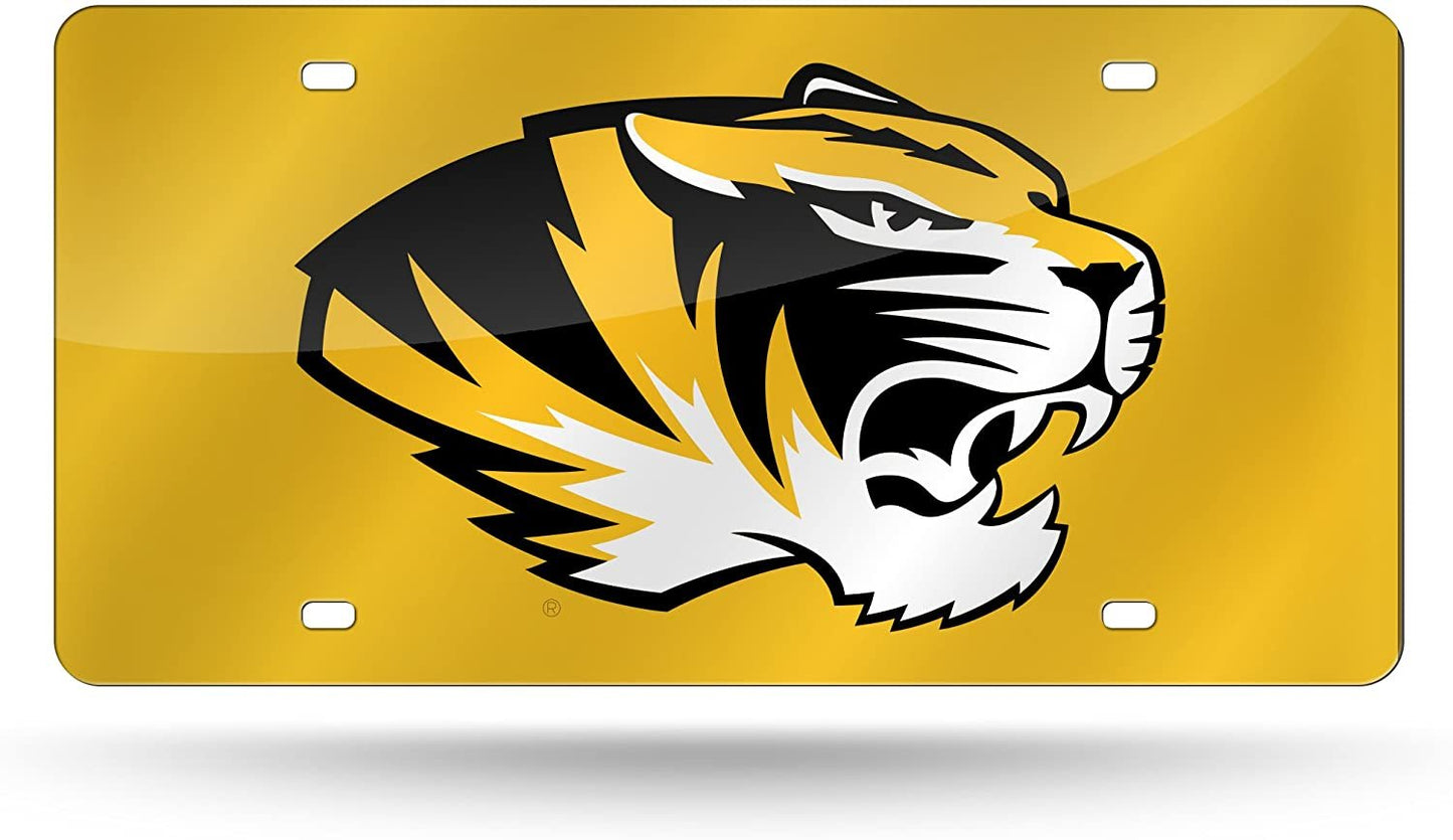 University of Missouri Tigers Premium Laser Cut Tag License Plate Mirrored Acrylic Inlaid 6x12 Inch