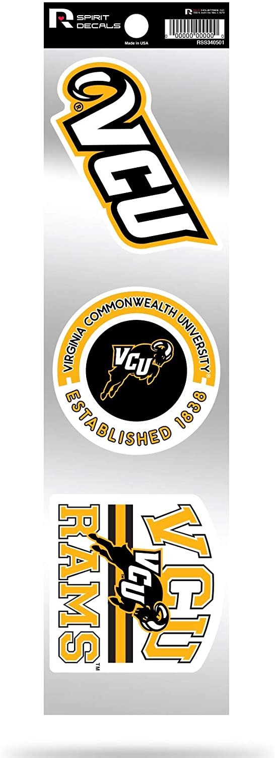 Virginia Commonwealth Rams VCU Triple Retro Throwback Spirit Decals Flat Vinyl Auto Home Sticker Sheet University of