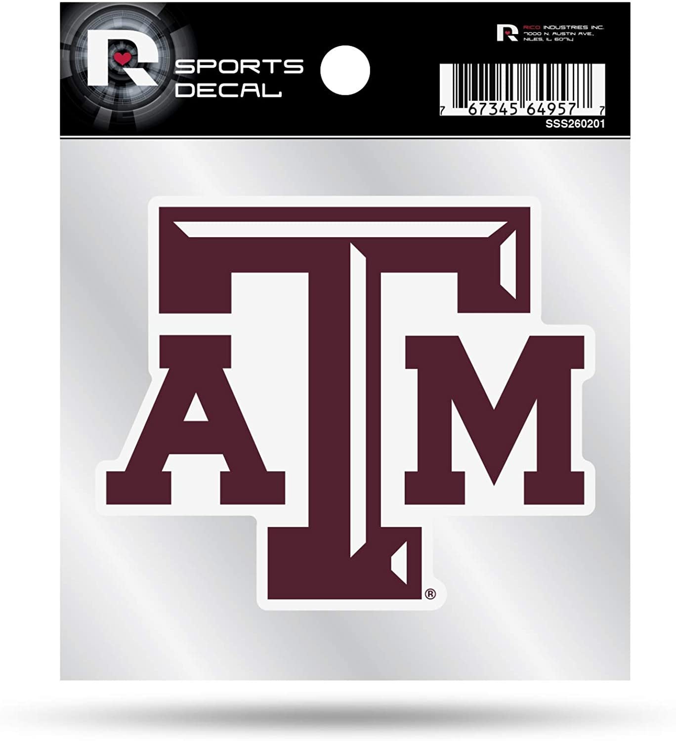 Texas A&M University Aggies 4x4 Inch Die Cut Decal Sticker, Primary Logo, Clear Backing