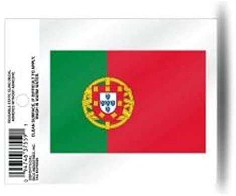 Portugal 3 Inch Static Cling, Full Clear Adhesive Backing, Easy Peel and Stick Application, Removable and Reusable, Made in the USA