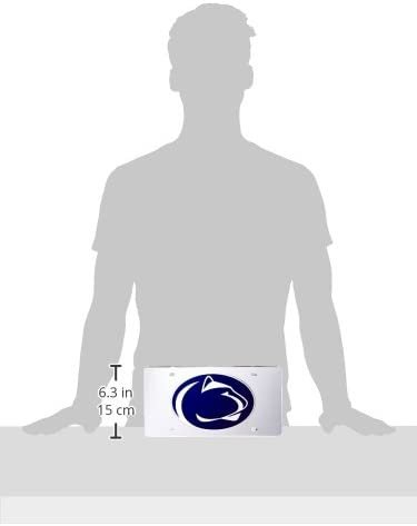Penn State University Nittany Lions Premium Laser Cut Tag License Plate, Mirrored Acrylic Inlaid, 12x6 Inch