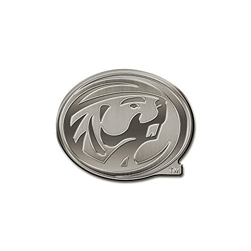 Bemidji State University Beavers Premium Solid Metal Raised Auto Emblem, Antique Nickel Finish, Shape Cut, Adhesive Backing