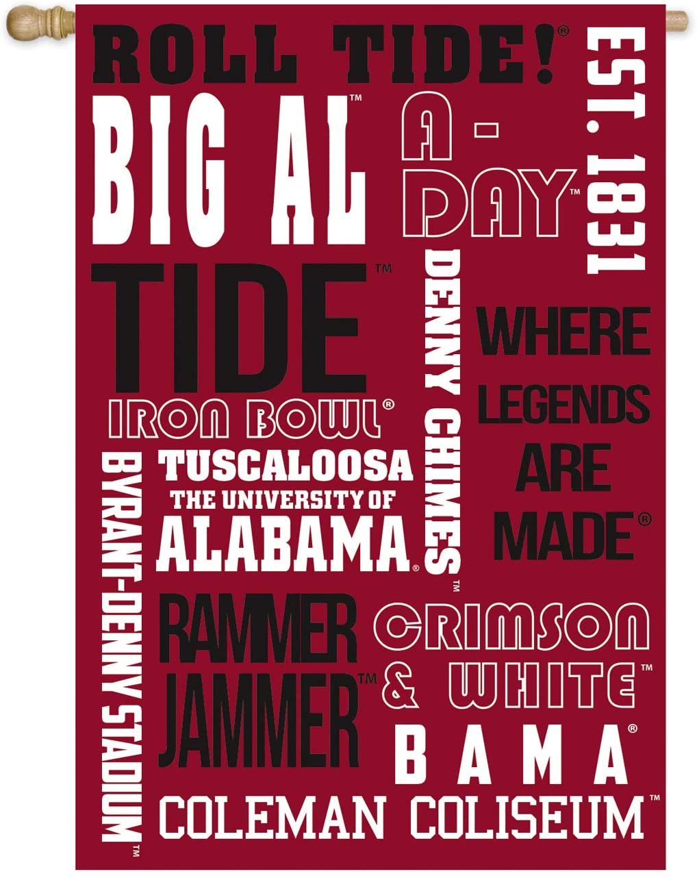 Team Sports America U of Alabama Fan Rules House Flag - 28 x 44 Inches