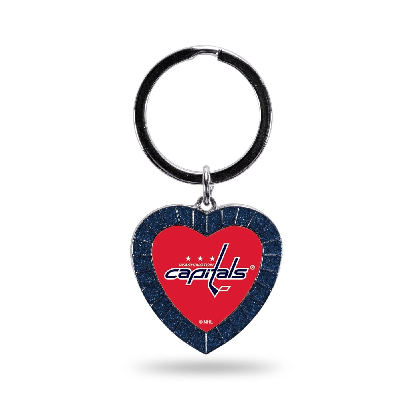 Capitals Colored Rhinestone Heart Keychain - Navy