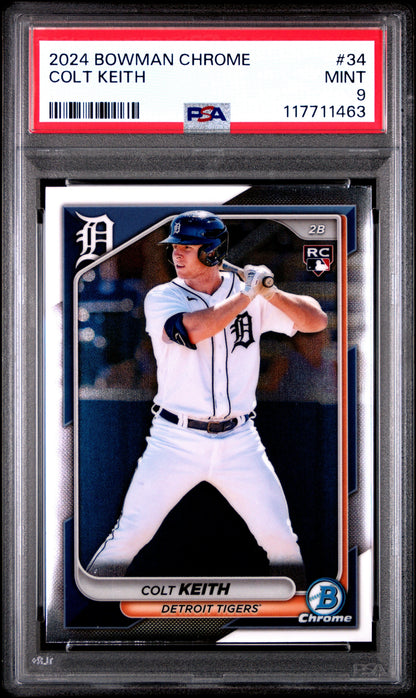 Graded 2024 Topps Bowman Chrome Colt Keith #34 Rookie RC Baseball Card PSA 9 Mint
