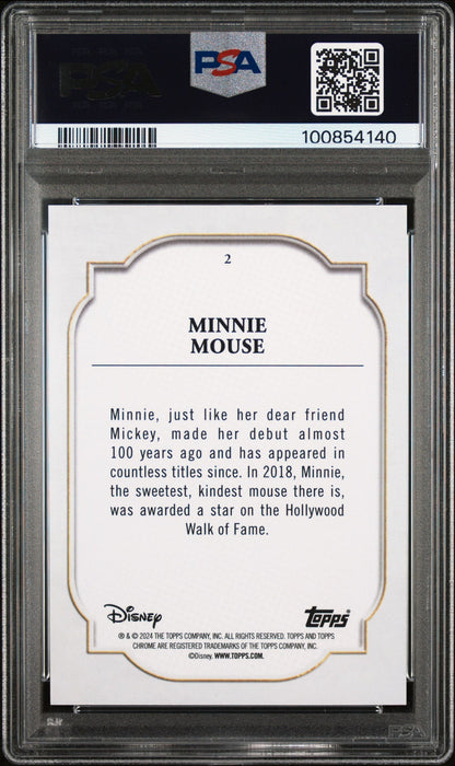 Graded 2024 Topps Chrome Disney Minnie Mouse #2 Trading Card PSA 10 Gem Mint