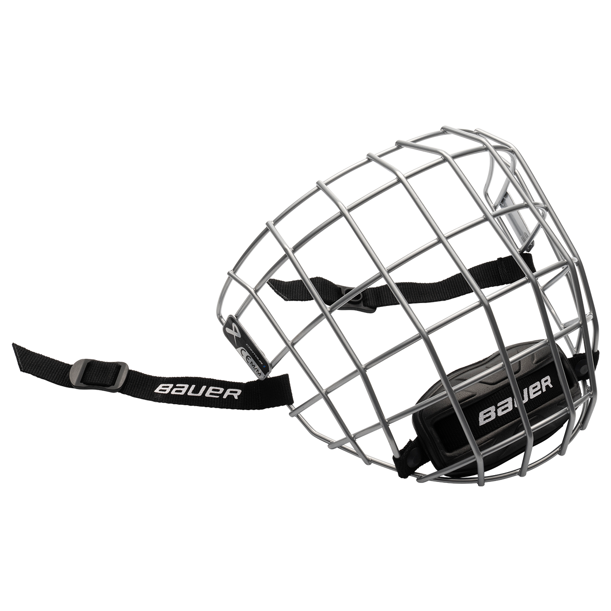 Bauer Contour 1 Facemask in silver, three-quarter view