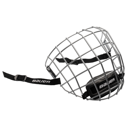 Bauer Contour 1 Facemask in silver, three-quarter view