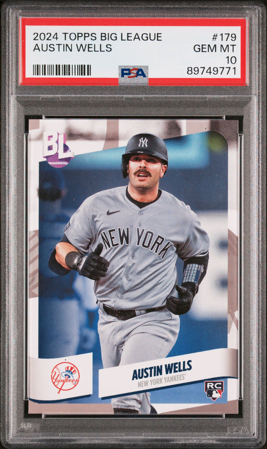 Graded 2024 Topps Big League Austin Wells #179 Rookie RC Baseball Card PSA 10 Gem Mint