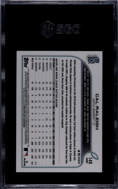 Graded 2022 Topps Chrome Cal Raleigh #149 Rookie RC Baseball Card SGC 9 Mint