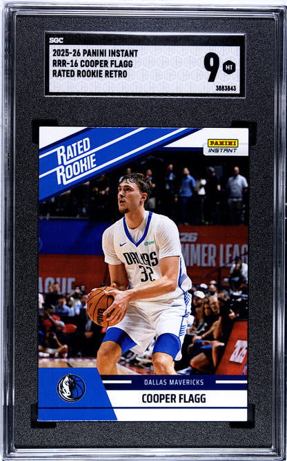 Graded 2025 Panini Instant Cooper Flagg #RRR16 Rated Rookie Retro Rookie RC Basketball Card SGC 9 Mint