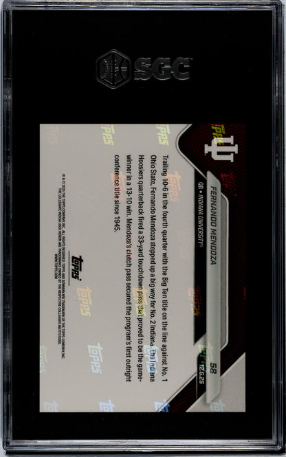 Graded 2025 Topps Bowman U Now Fernando Mendoza #58 Rookie RC Football Card SGC 10 Gem Mint