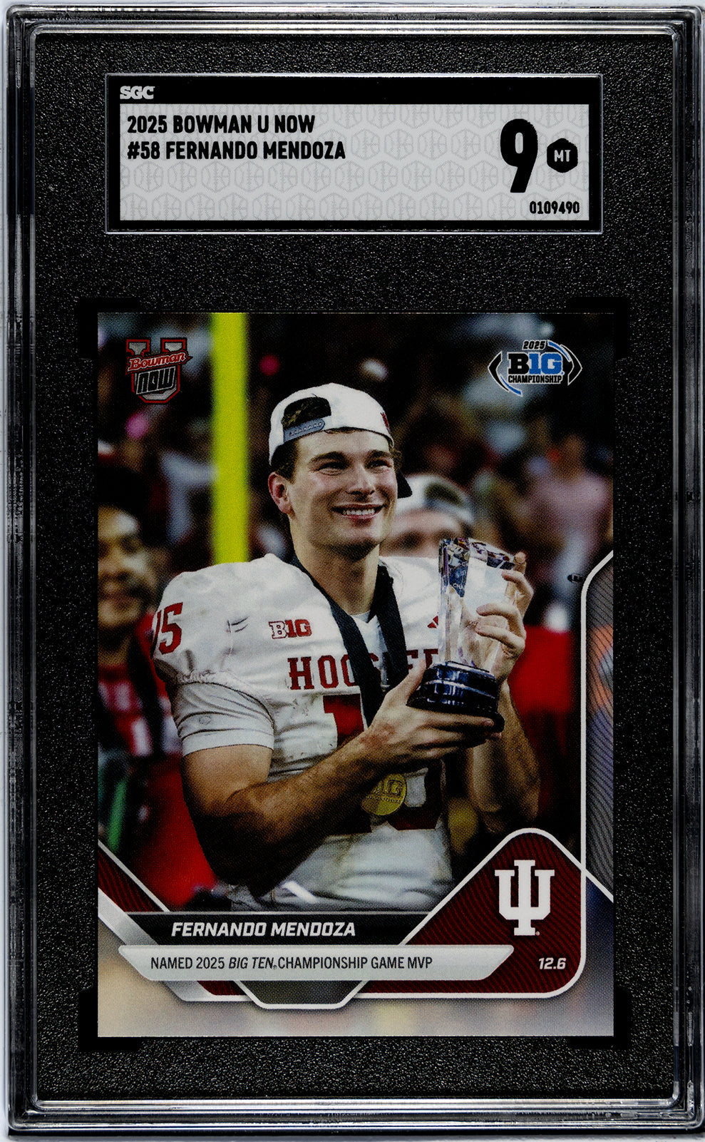 Graded 2025 Topps Bowman U Now Fernando Mendoza #58 Rookie RC Football Card SGC 9 Mint