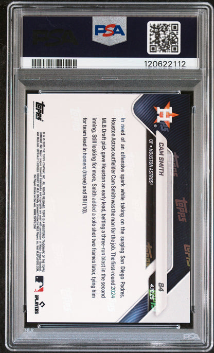 Graded 2025 Topps Now Cam Smith #84 Gold Foil /50 Rookie RC Baseball Card PSA 8 Near Mint