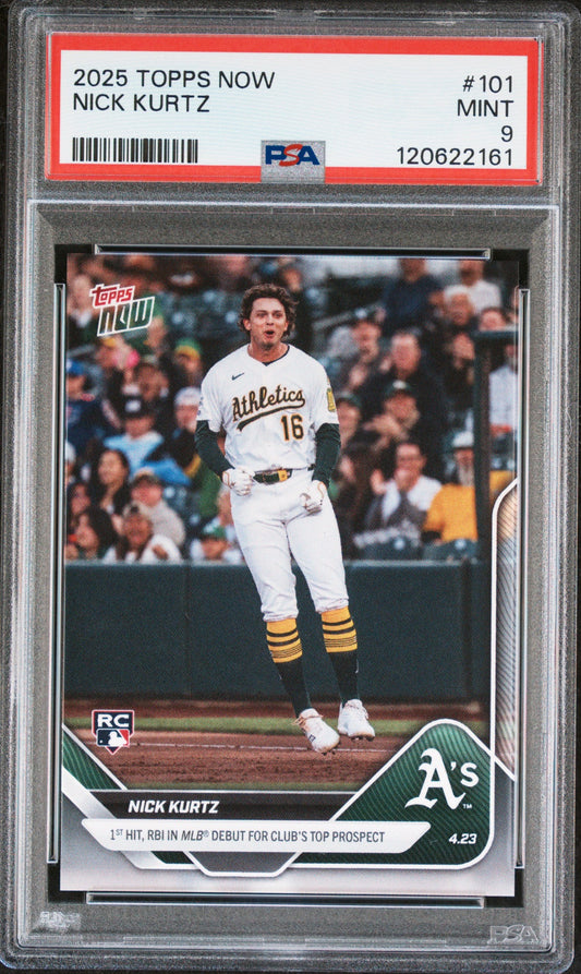 Graded 2025 Topps Now Nick Kurtz #101 Rookie RC Baseball Card PSA 9 Mint