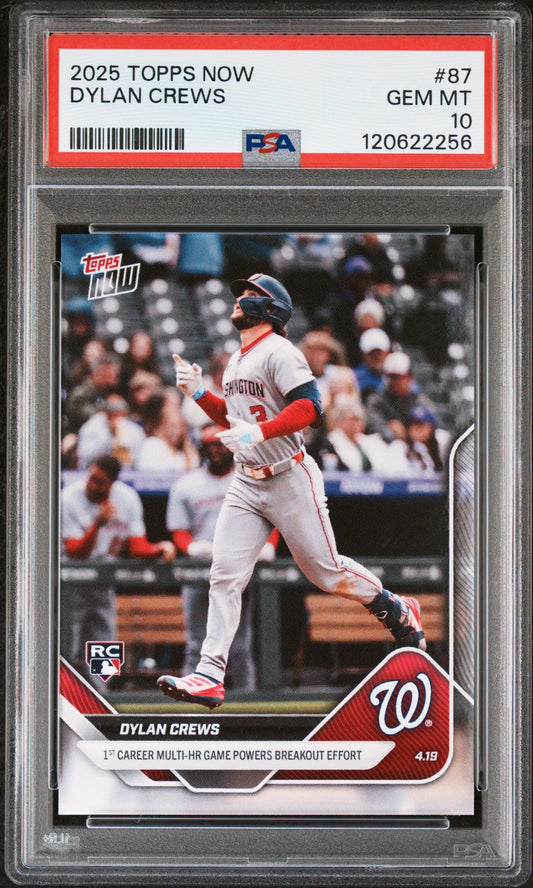 Graded 2025 Topps Now Dylan Crews #87 Rookie RC Baseball Card PSA 10 Gem Mint