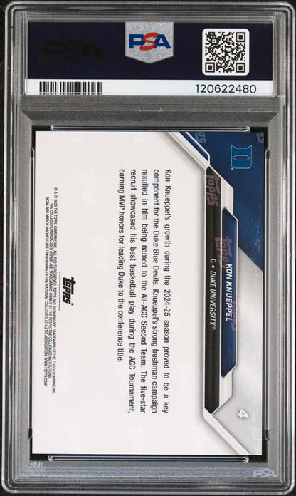 Graded 2025 Topps Bowman U Now Kon Knueppel #4 March Madness Rookie RC Basketball Card PSA 10 Gem Mint
