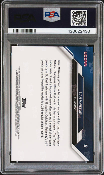 Graded 2025 Topps Bowman U Now Liam McNeeley #6 March Madness Black Rookie RC Basketball Card PSA 9 Mint
