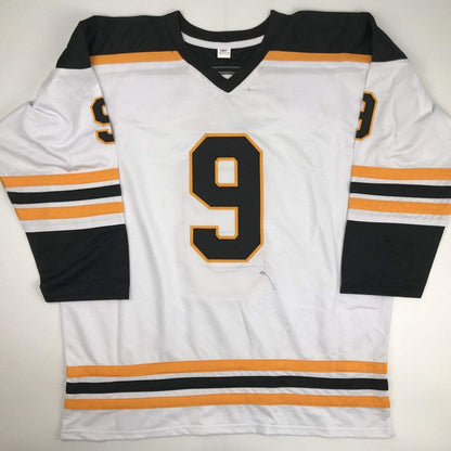 Autographed/Signed Johnny John Bucyk HOF 1981 Boston White Hockey Jersey JSA COA