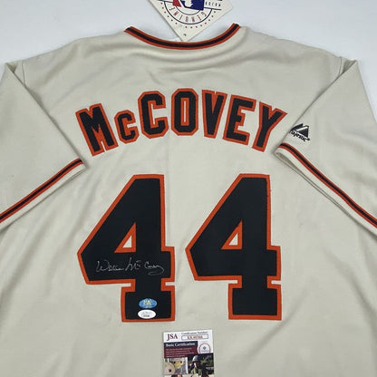 Autographed/Signed Willie McCovey San Francisco Cream Baseball Jersey JSA COA