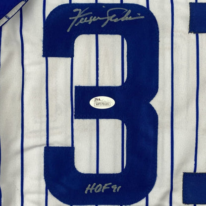 Autographed/Signed Ferguson Fergie Jenkins HOF 91 Chicago Pinstripe Baseball Jersey JSA COA