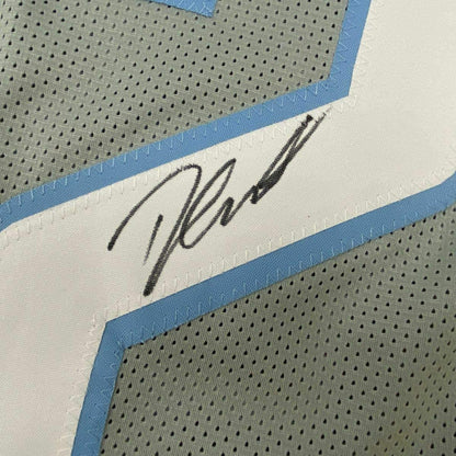 Framed Autographed/Signed D'Andre Swift 35x39 Detroit Grey Football Jersey JSA COA