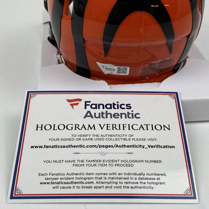 Autographed/Signed Joe Burrow Cincinnati Bengals Mini Football Helmet Fanatics COA
