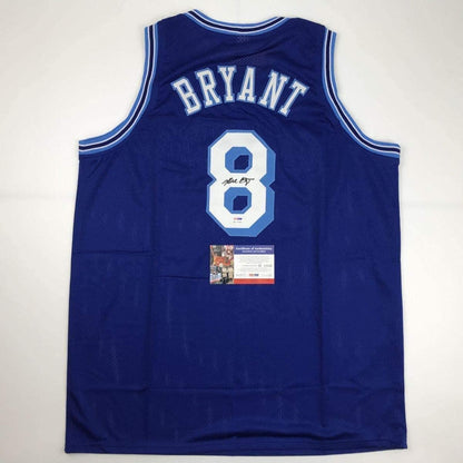 Autographed/Signed Kobe Bryant #8 Los Angeles LA Blue Retro Basketball Jersey PSA/DNA COA