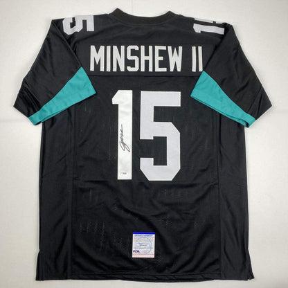 Autographed/Signed Gardner Minshew II Jacksonville Black Football Jersey PSA/DNA COA
