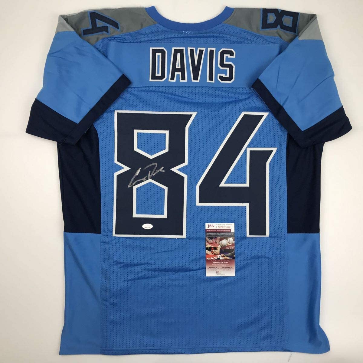 Autographed/Signed Corey Davis Tennessee 2018 Powder Blue Football Jersey JSA COA