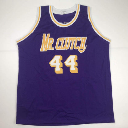 Autographed/Signed Jerry West Los Angeles LA Purple Basketball Jersey JSA COA