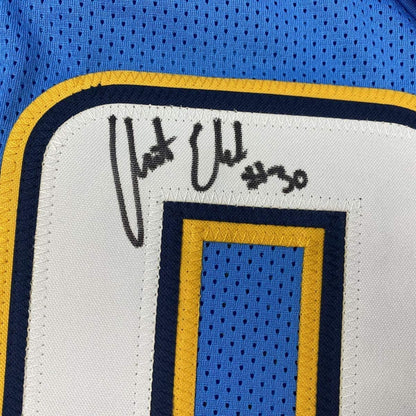 Framed Autographed/Signed Austin Ekeler 35x39 Los Angeles LA Powder Blue Football Jersey Beckett BAS COA