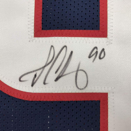 Autographed/Signed Jadaveon Clowney Houston Blue Football Jersey Beckett BAS COA