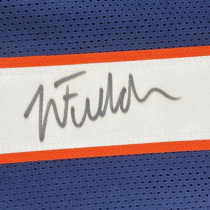 Autographed/Signed Justin Fields Chicago Blue Football Jersey JSA COA