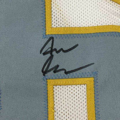 Framed Autographed/Signed Asante Samuel Jr. 35x39 Los Angeles LA White Football Jersey JSA COA