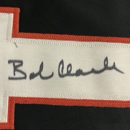 Framed Autographed/Signed Bob Bobby Clarke 35x39 Philadelphia Black Hockey Jersey JSA COA