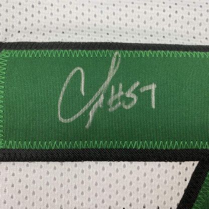 Framed Autographed/Signed CJ C.J. Mosley 35x39 New York White Football Jersey JSA COA