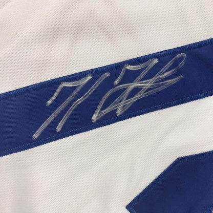 Autographed/Signed Kenley Jansen Los Angeles LA White Baseball Jersey PSA/DNA COA