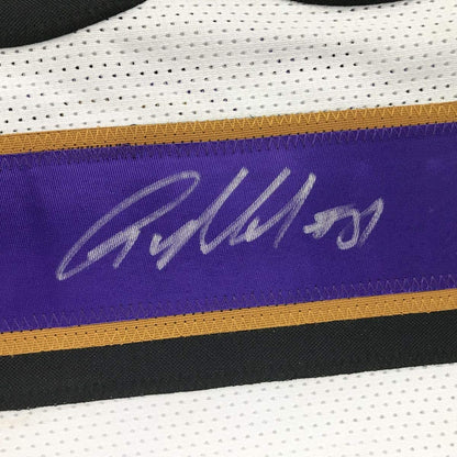 Autographed/Signed Anquan Boldin Baltimore White Football Jersey Beckett BAS COA
