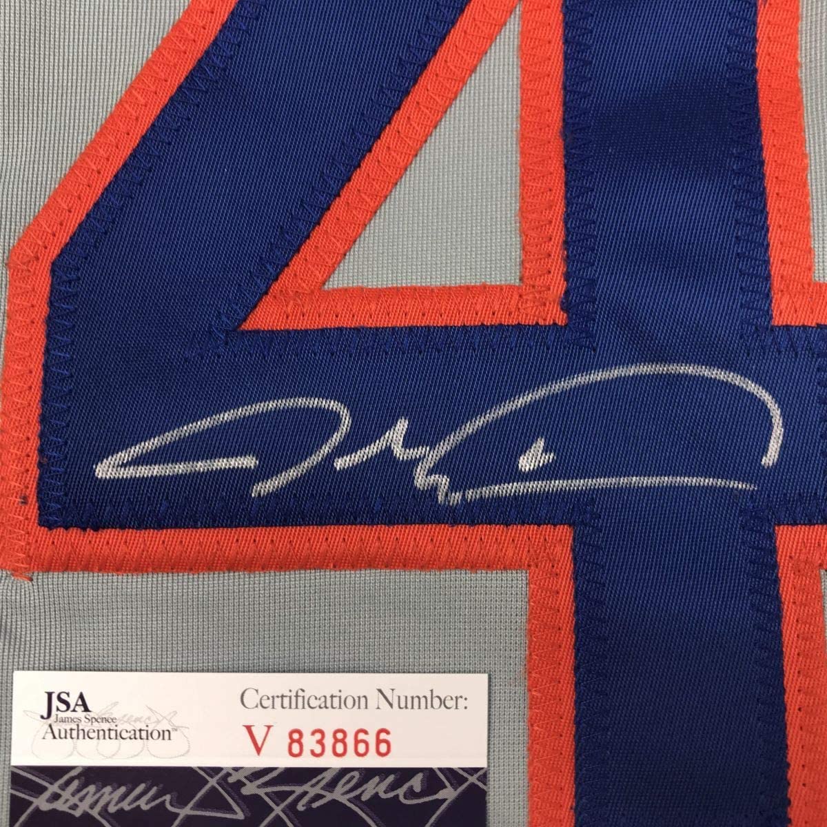 Autographed/Signed Jacob DeGrom New York NY Grey Baseball Jersey JSA COA