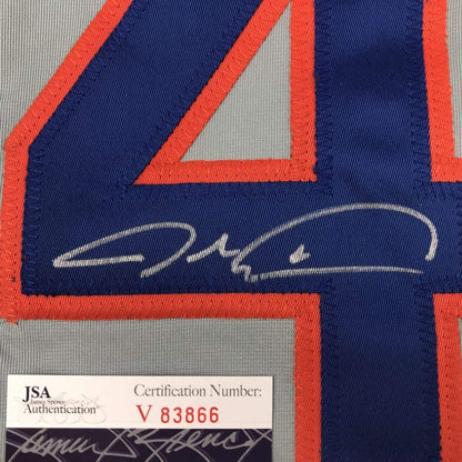 Autographed/Signed Jacob DeGrom New York NY Grey Baseball Jersey JSA COA