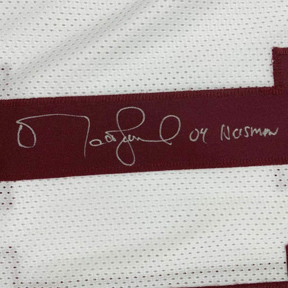 Framed Autographed/Signed Matt Leinart 04 Heisman 35x39 USC Southen Cal White College Football Jersey JSA COA