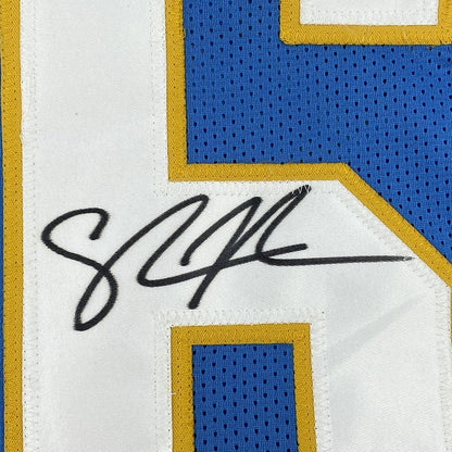 Autographed/Signed Shawne Merriman San Diego Powder Blue Football Jersey Beckett BAS COA