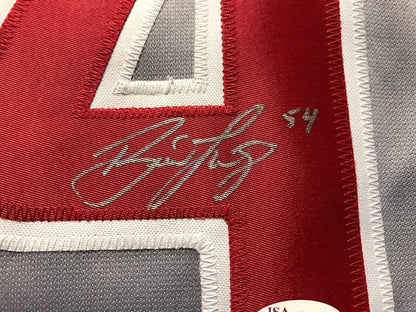 Autographed/Signed Brad Lidge Philadelphia Grey Baseball Jersey JSA COA