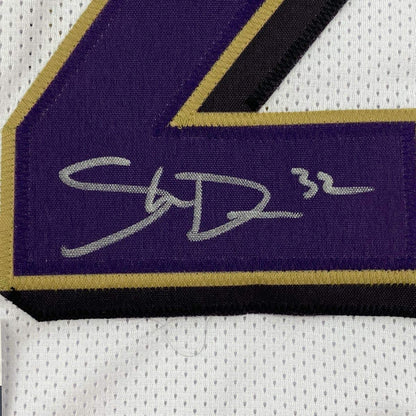 Autographed/Signed DeShon Elliott Baltimore White Football Jersey JSA COA