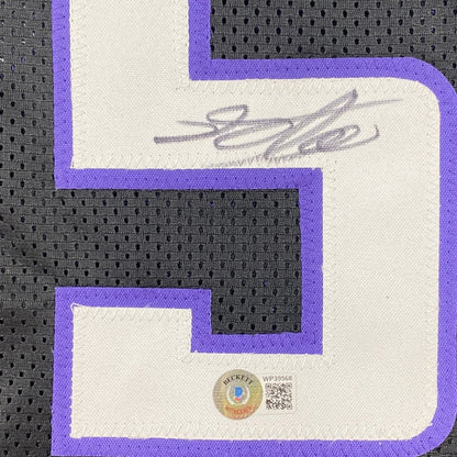 Autographed/Signed De'Aaron Fox Sacramento Black Basketball Jersey Beckett BAS COA