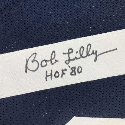 Framed Autographed/Signed Bob Lilly HOF 80 35x39 Dallas Thanksgiving Day Football Jersey JSA COA